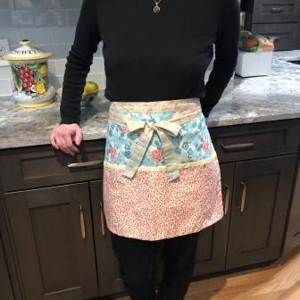 Garden Apron - Blue Capri with Brown Paisley Lining