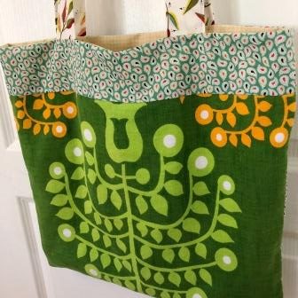 Green Linen and Cotton Tote