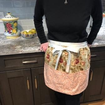 1960s Style Apron - Floral in Sage and Blush