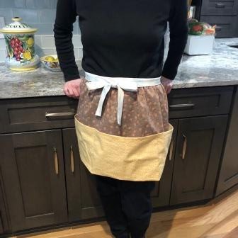 1960s Style Apron - Taupe and Gold