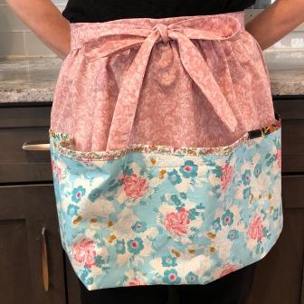 1960s Style Apron - Rose and Blue