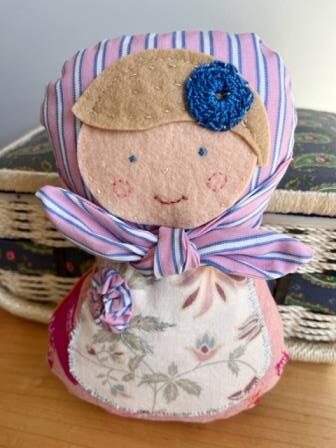 Scarf Doll - Pink and Blue Stripe