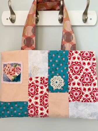 Patchwork Tote, Peach and Pink
