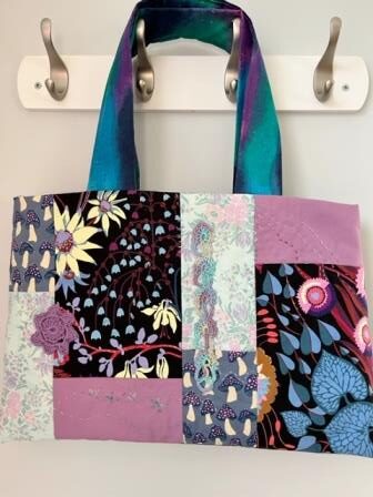 Patchwork Tote, Blues and Purples