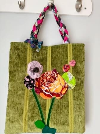 Bouquet Green Velvet Tote