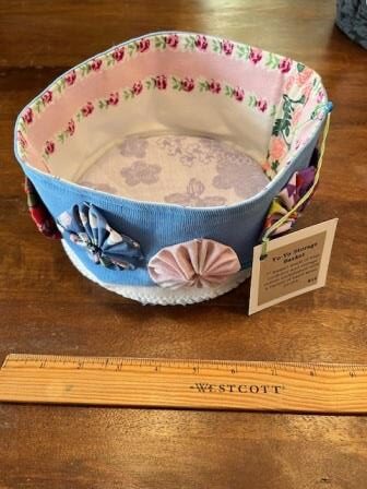 Yoyo Fabric Basket, Light Blue