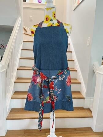 Full Apron - Chambray and Floral