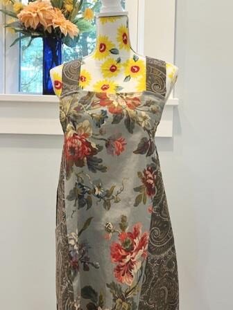 Full Apron, Cross Back in Sage and Olive