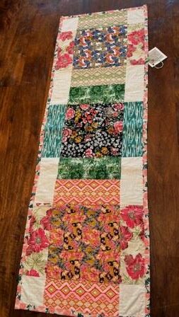 Patchwork Table Runner - Pink, Gold & Green
