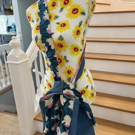 Large Knot Bag in Denim and Quilted Blue Floral