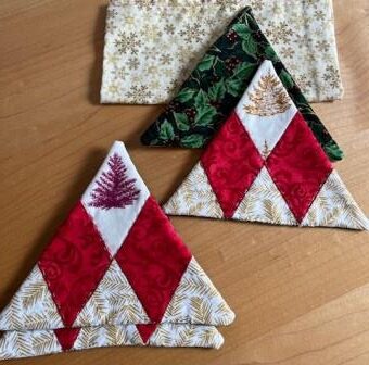 Winter Tree Coasters - Red & Ivory, Set of 4