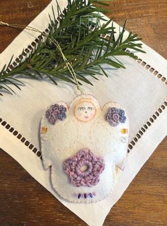 Angel Ornament - Purple Flowers