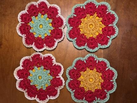 Crocheted Coasters, Red (set of 4)