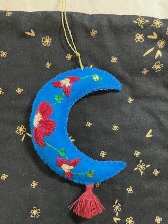 Flower Moon Ornament - Dark Red