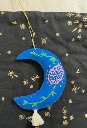 Flower Moon Ornament - Pink Boho