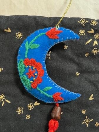 Flower Moon Ornament - Bright Red