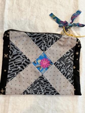 Zipper Pouch, Grey Patchwork