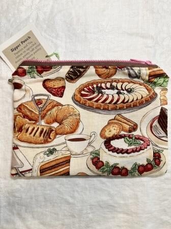 Zipper Pouch, Pastries and Tea