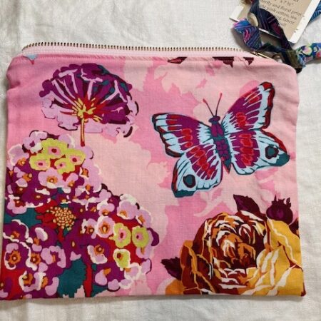 Zipper Pouch, Pink Butterfly and Floral