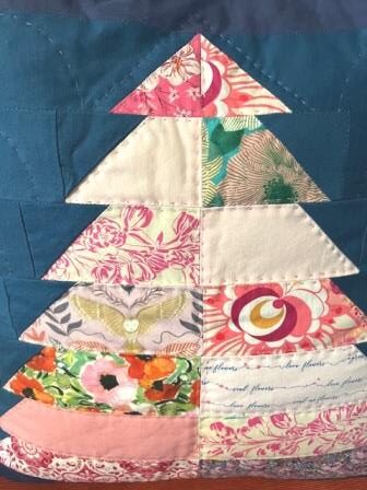 Winter Tree Quilted Pillow - Pink